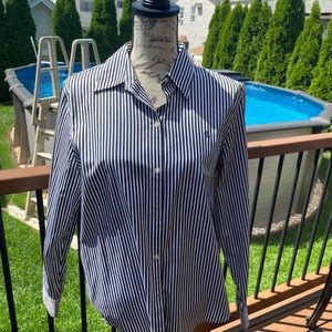 NWOT RALPH LAUREN BUTTON DOWN BLK/WHT STRIPES